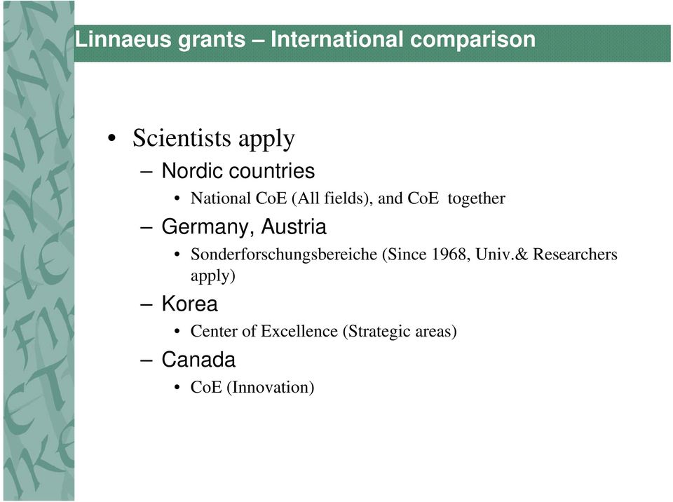 Austria Sonderforschungsbereiche (Since 1968, Univ.