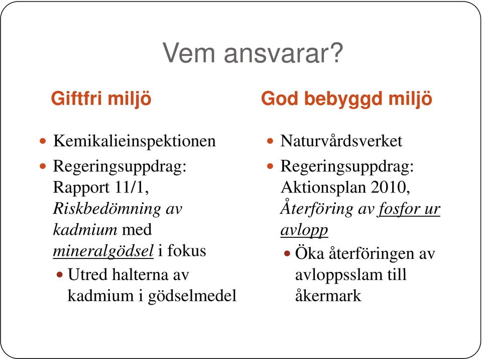 Regeringsuppdrag: Regeringsuppdrag: Rapport 11/1, Aktionsplan ki 2010,