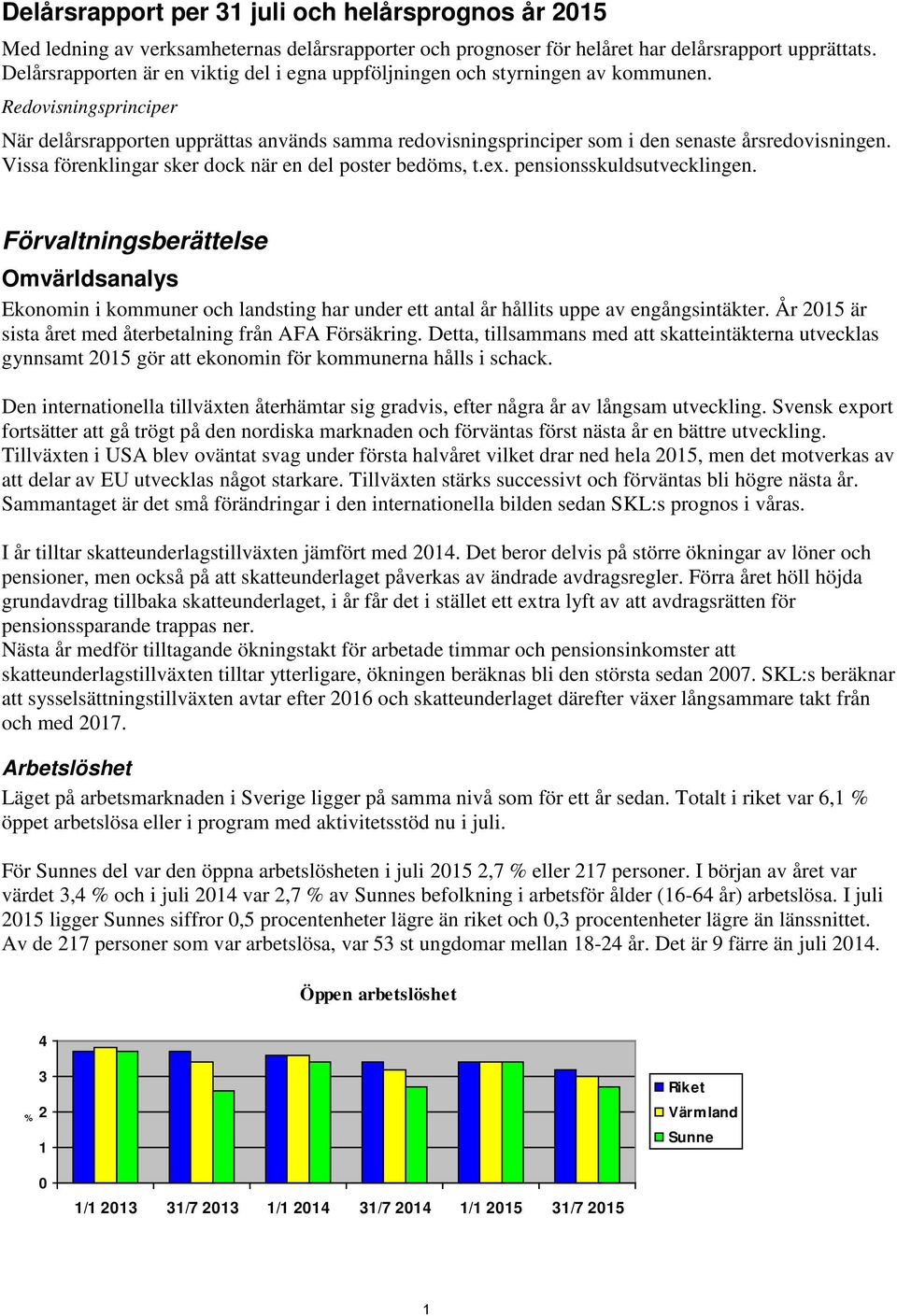 Redovisningsprinciper När delårsrapporten upprättas används samma redovisningsprinciper som i den senaste årsredovisningen. Vissa förenklingar sker dock när en del poster bedöms, t.ex.