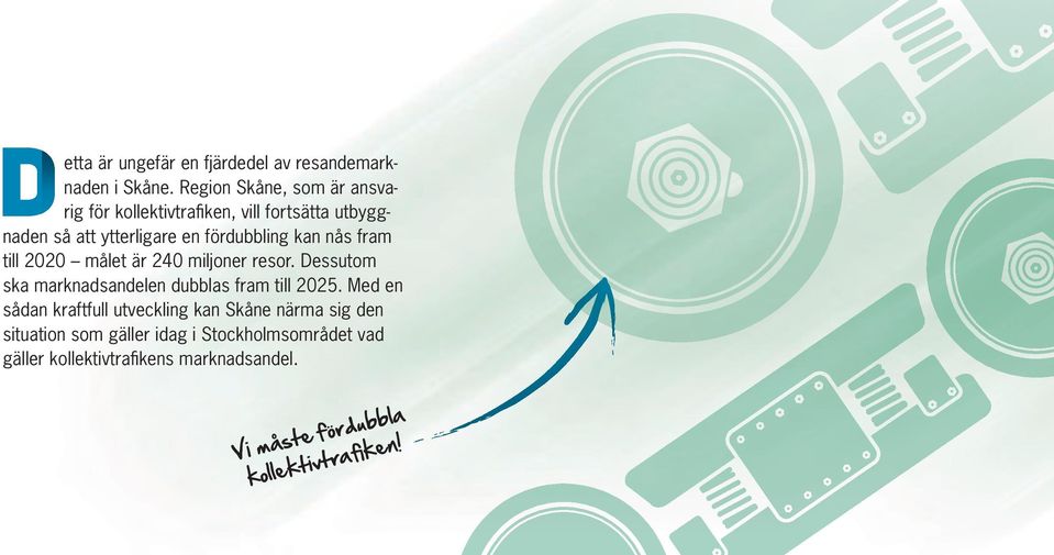 kan nås fram till 2020 målet är 240 miljoner resor. Dessutom ska marknadsandelen dubblas fram till 2025.