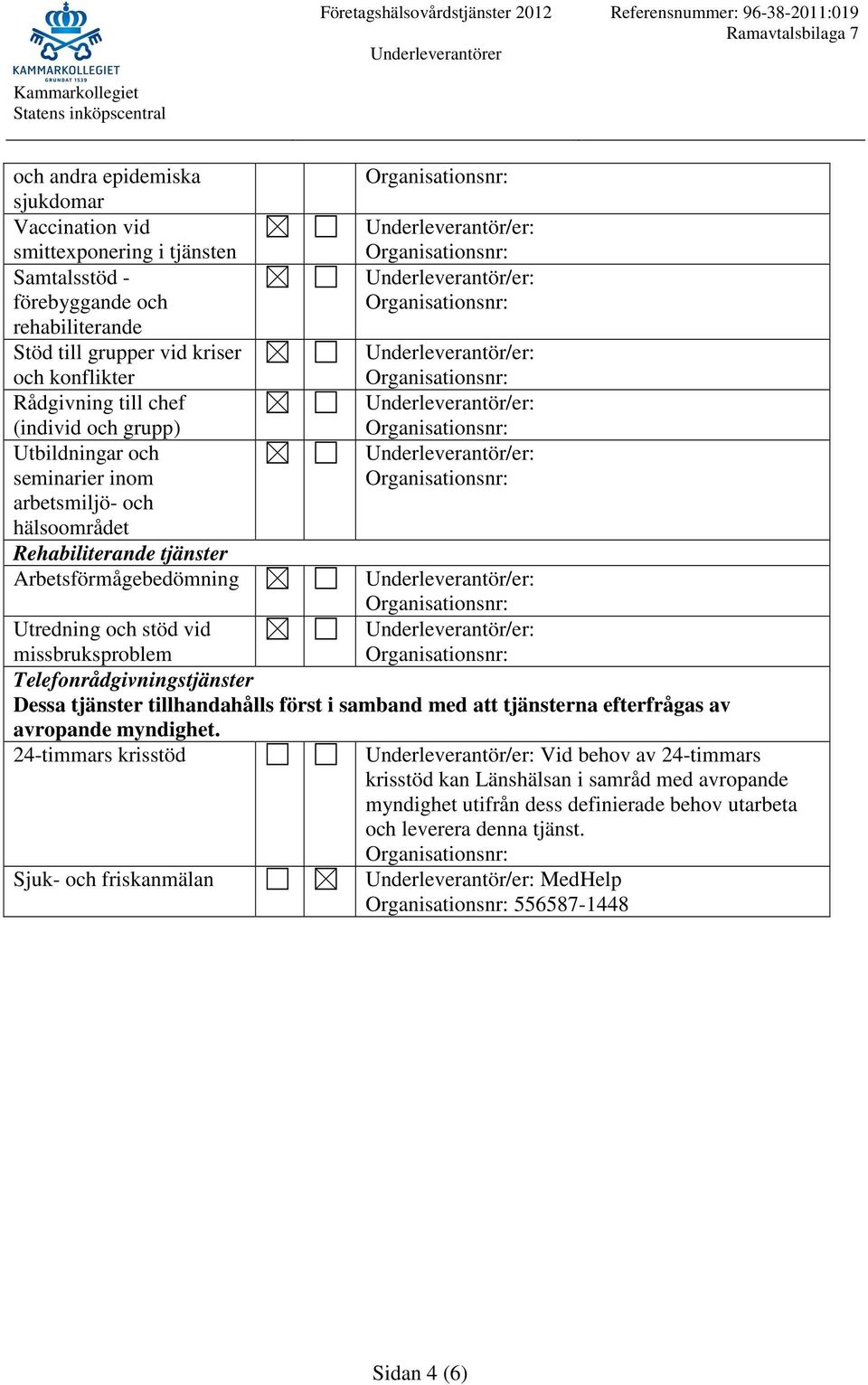 Telefonrådgivningstjänster Dessa tjänster tillhandahålls först i samband med att tjänsterna efterfrågas av avropande myndighet.