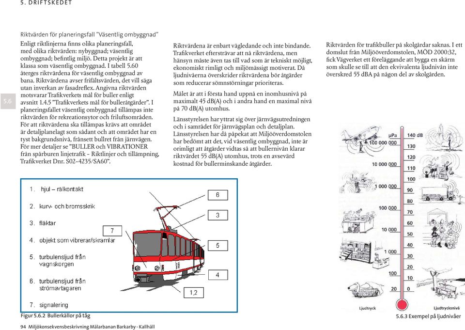 Angivna riktvärden motsvarar Trafikverkets mål för buller enligt avsnitt 1.4.5 Trafikverkets mål för bulleråtgärder.