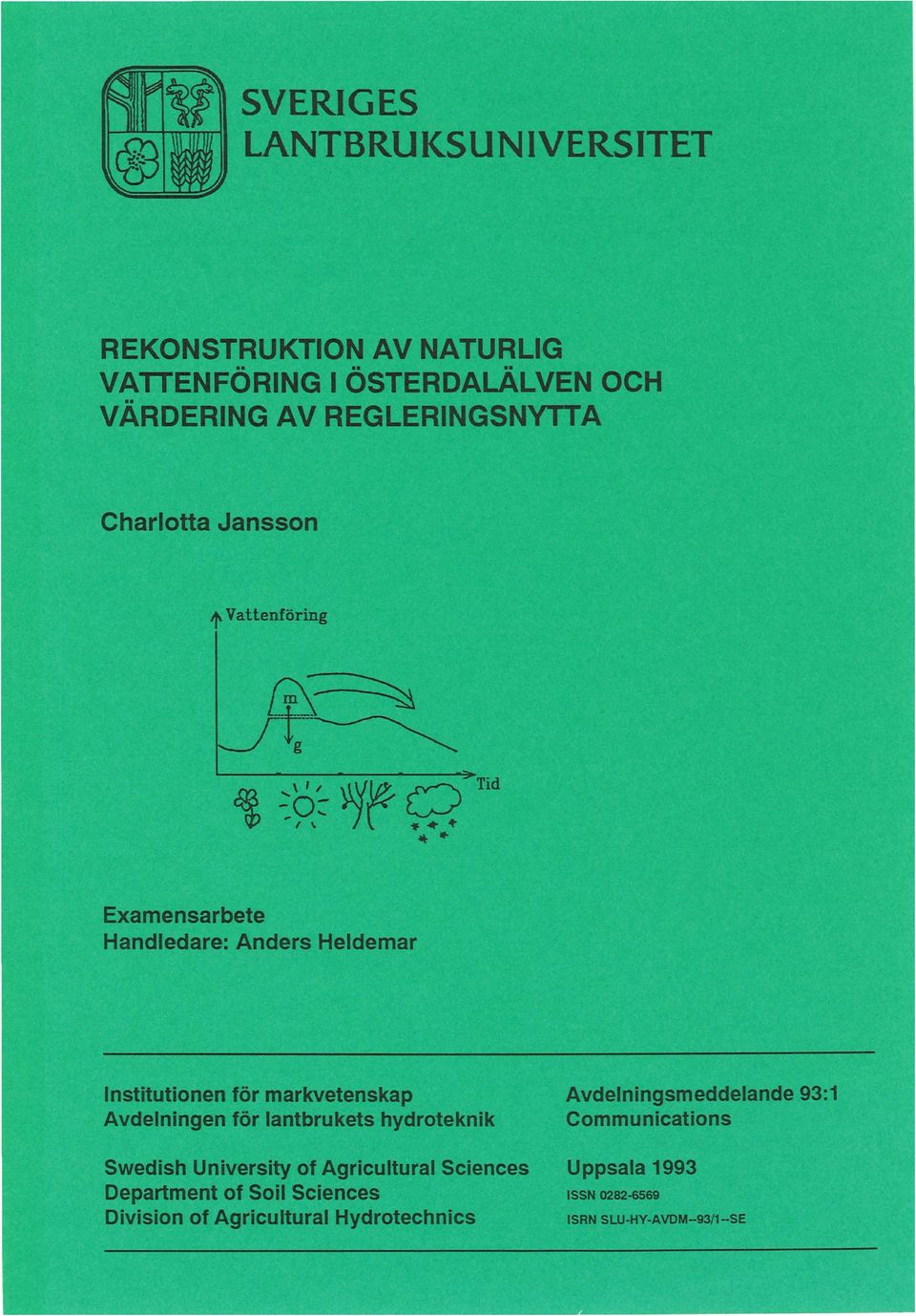 markvetenskap Avdelningsmeddelande 93:1 Avdelningen för lantbrukets hydroteknik Communications Swedish University of
