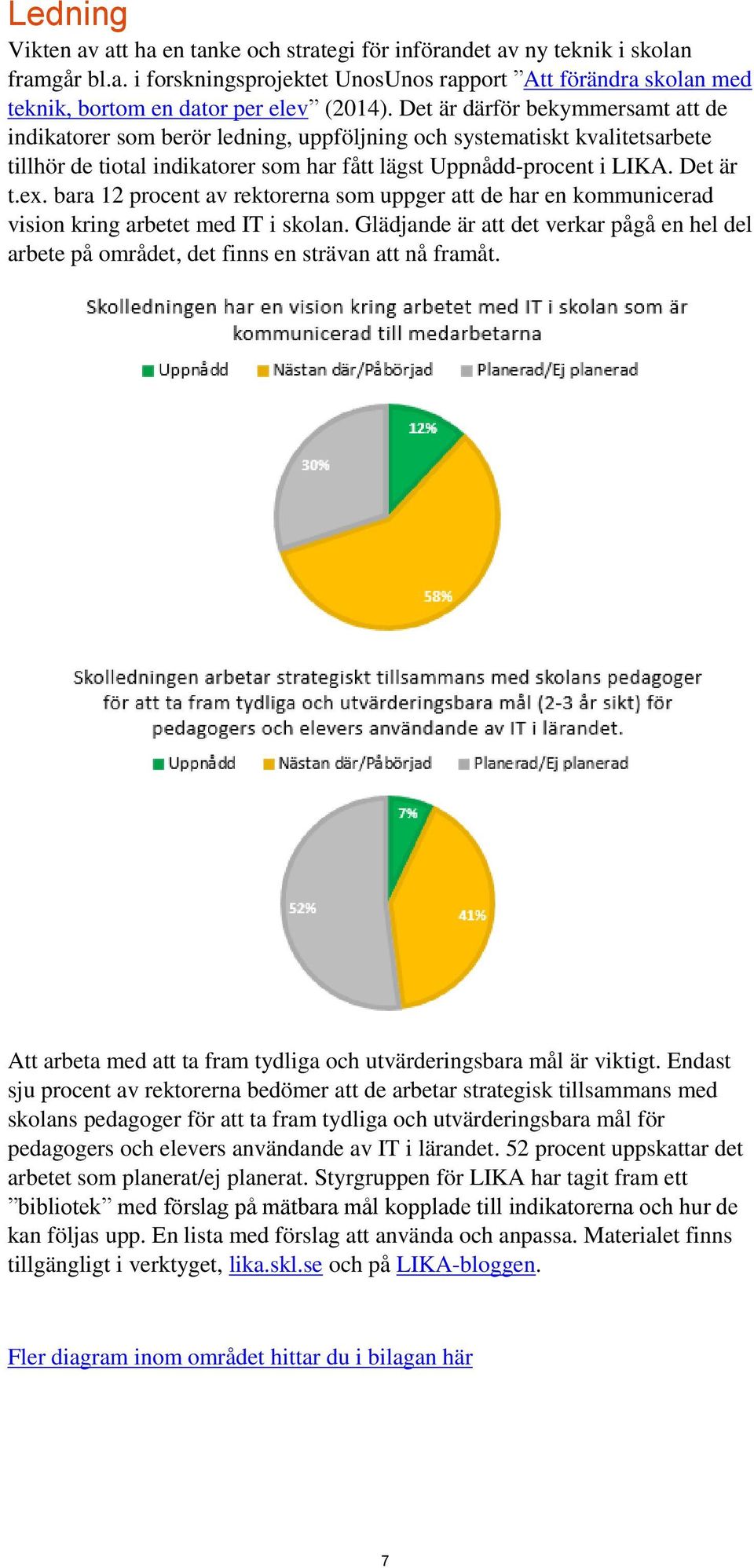 bara 12 procent av rektorerna som uppger att de har en kommunicerad vision kring arbetet med IT i skolan.