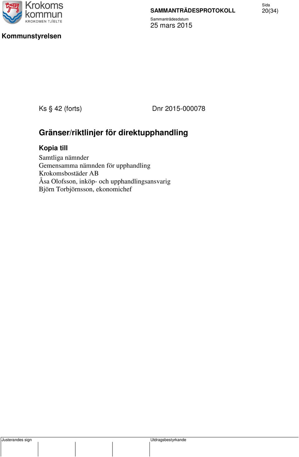 nämnden för upphandling Krokomsbostäder AB Åsa Olofsson,
