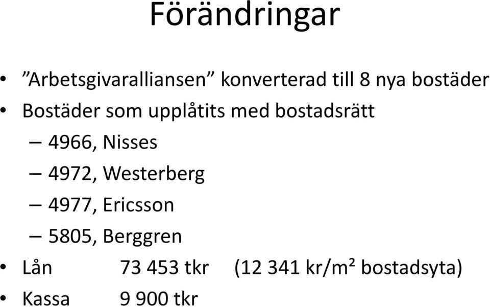 4966, Nisses 4972, Westerberg 4977, Ericsson 5805,