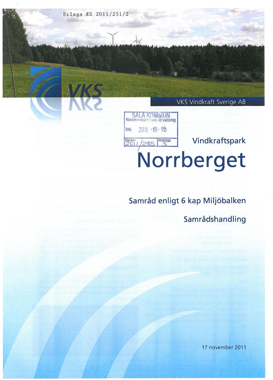Vindkraftspark Norrberget Samråd enligt 6