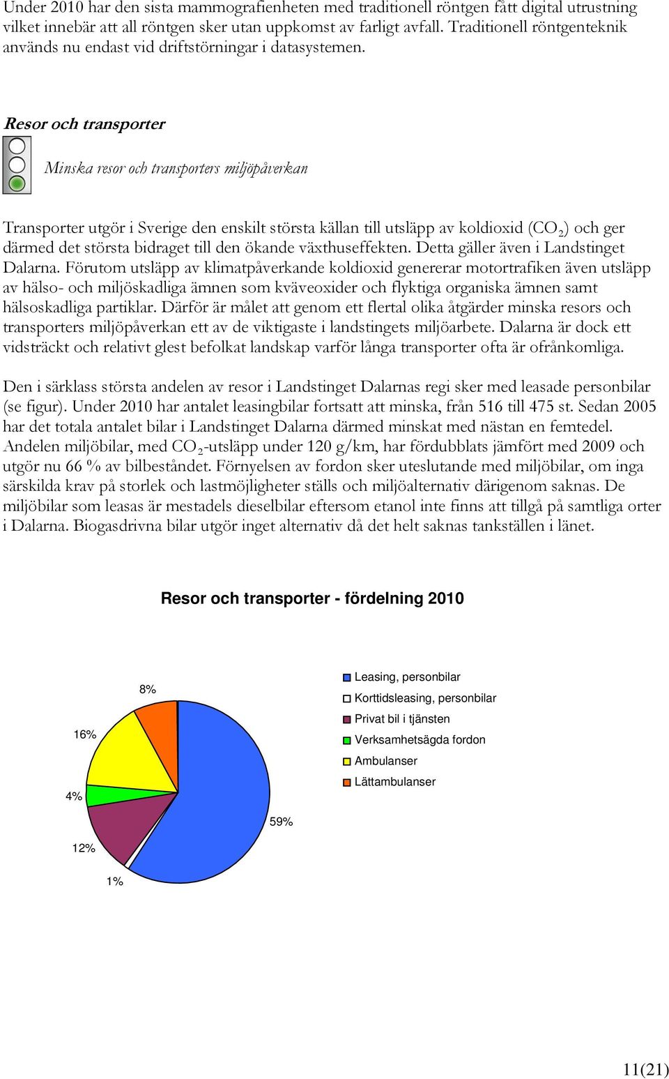 Resor och transporter Minska resor och transporters miljöpåverkan Transporter utgör i Sverige den enskilt största källan till utsläpp av koldioxid (CO 2 ) och ger därmed det största bidraget till den