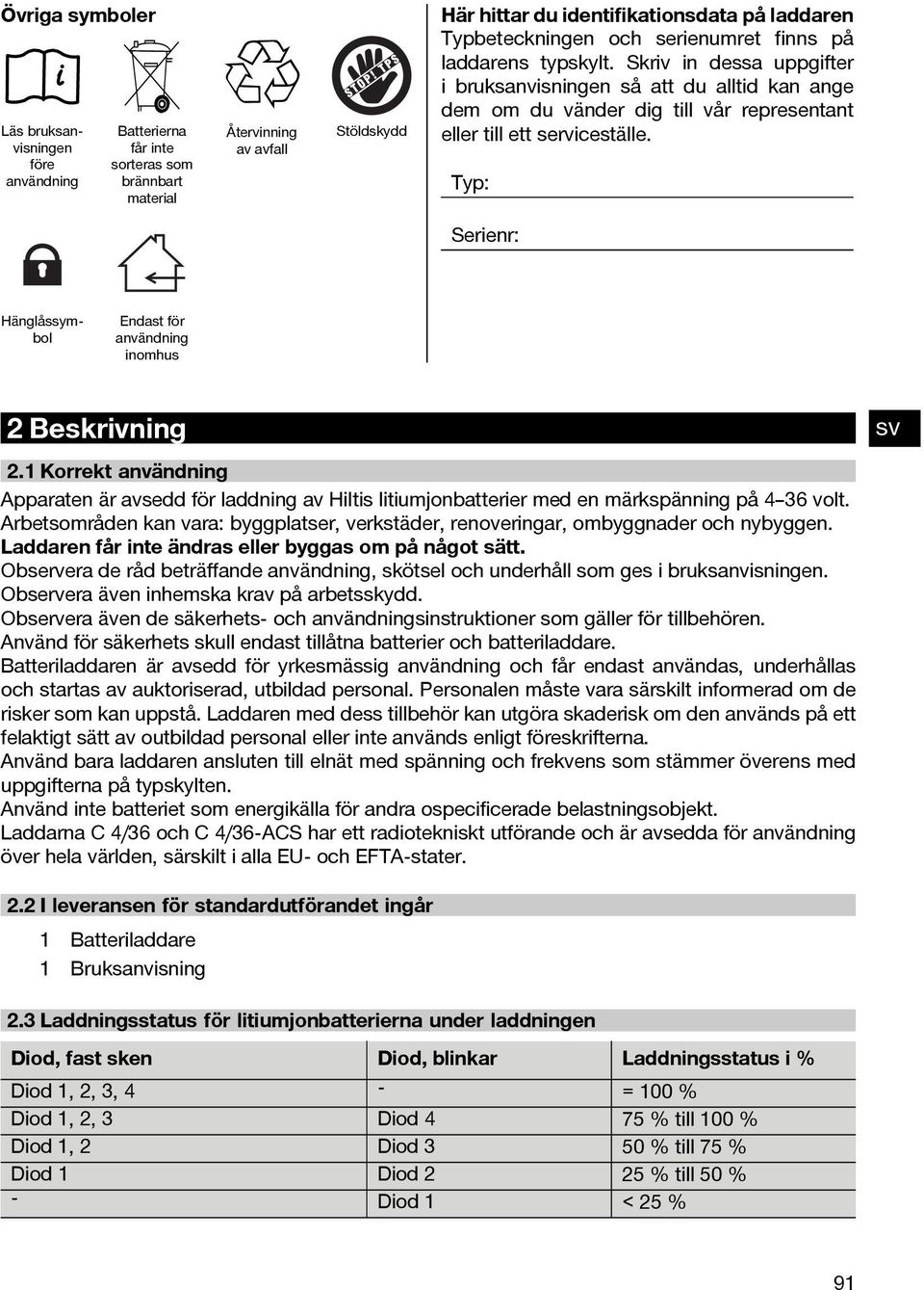 Skriv in dessa uppgifter i bruksanvisningen så att du alltid kan ange dem om du vänder dig till vår representant eller till ett serviceställe.