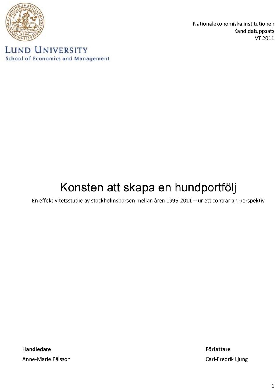 stockholmsbörsen mellan åren 1996-2011 ur ett