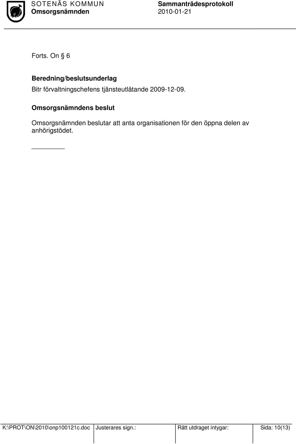tjänsteutlåtande 2009-12-09.