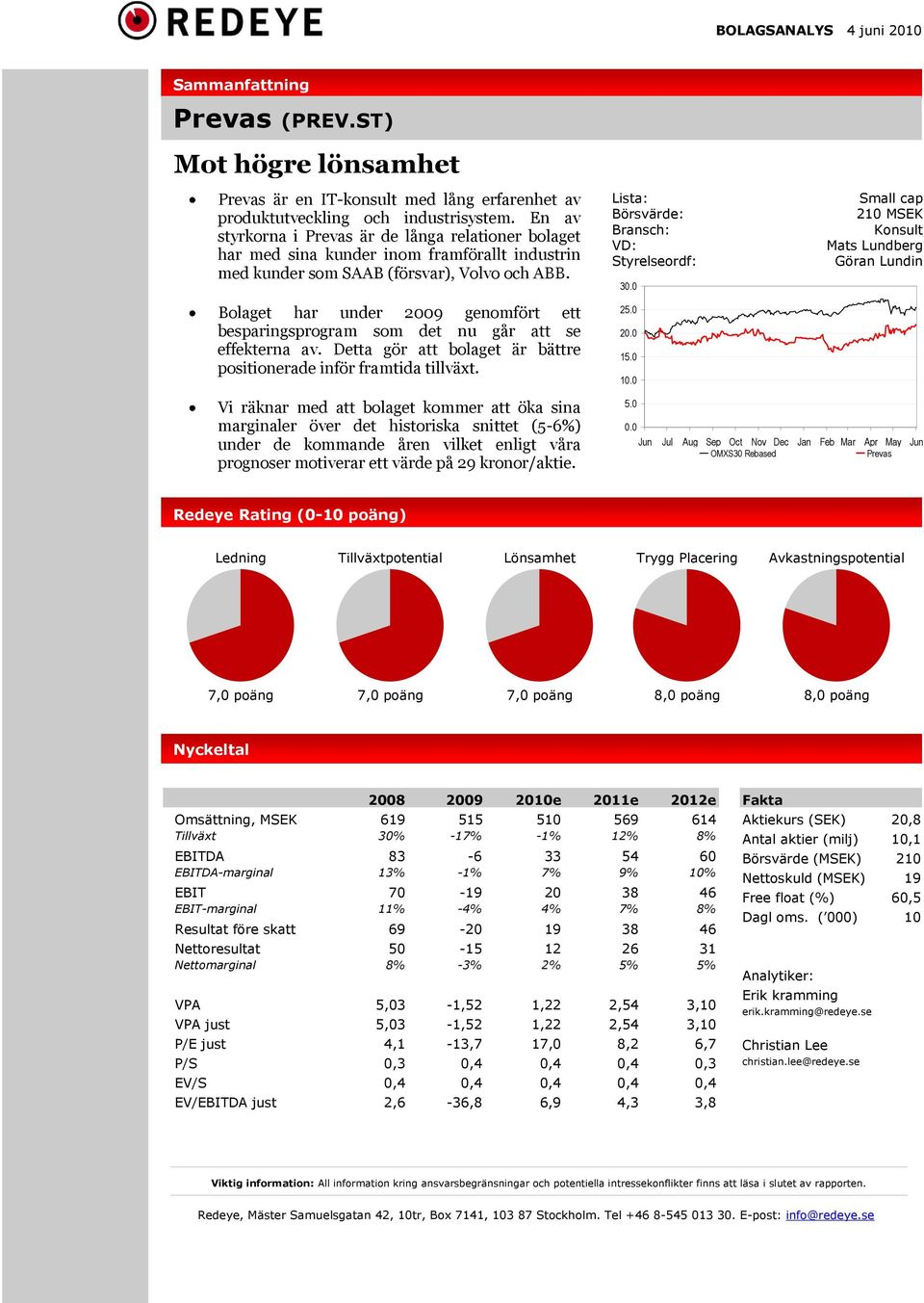 Bolaget har under 2009 genomfört ett besparingsprogram som det nu går att se effekterna av. Detta gör att bolaget är bättre positionerade inför framtida tillväxt.