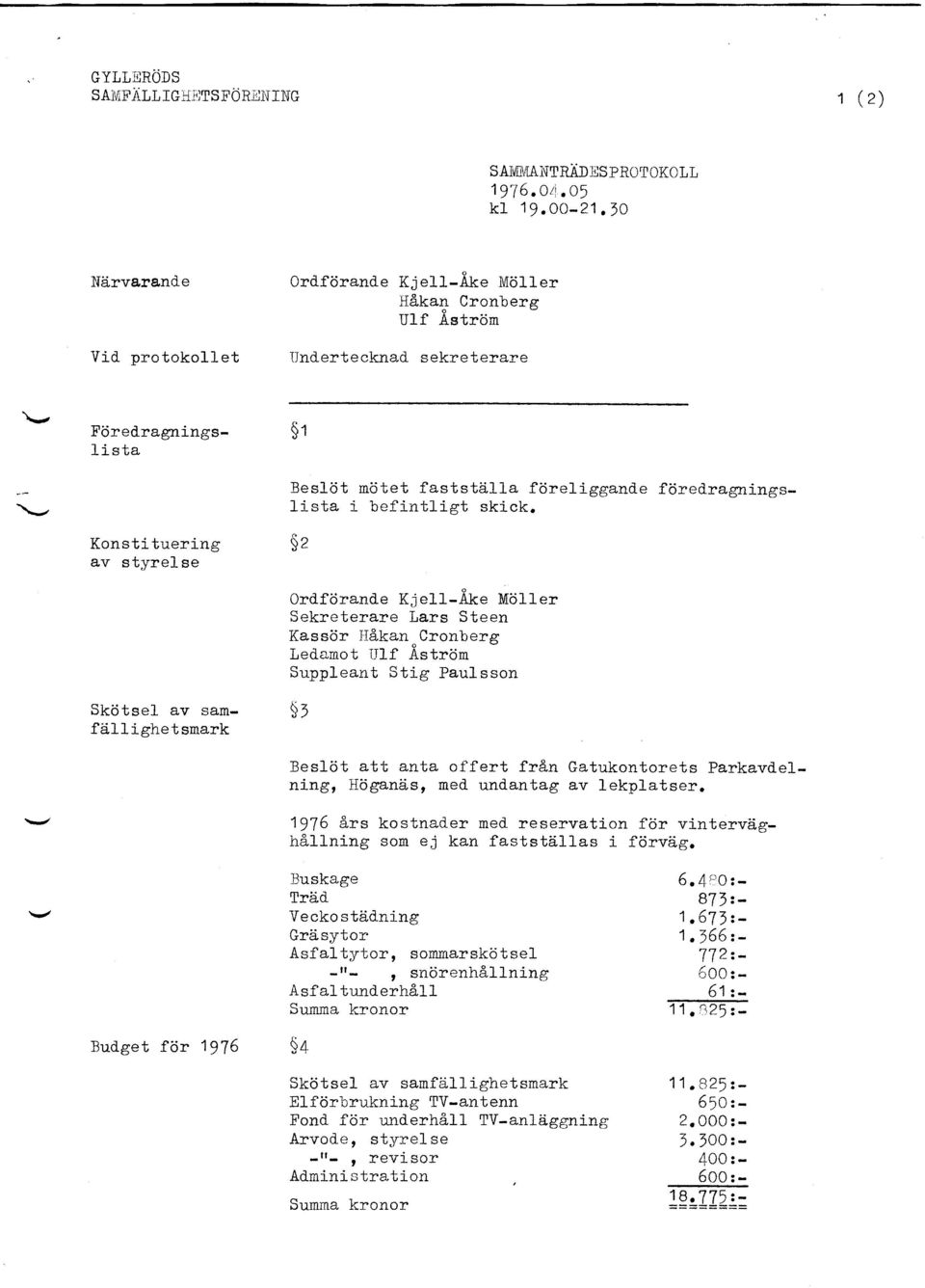 lla fdreliggand.e fcired_ragningslista i befintligt skick. $z Ord"fcjrand.e Kj e11-.[ke Mcill er Sekreterare Lars Steen Kasscjr Ilakan Cronberg Led.