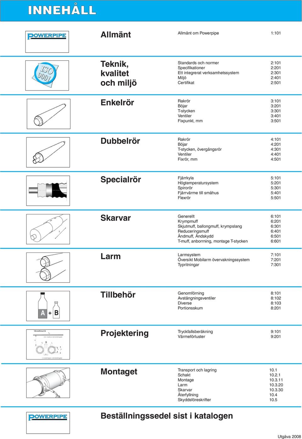 Högtemperatursystem 5:201 Spirorör 5:301 Fjärrvärme till småhus 5:401 Flexrör 5:501 L Skarvar Generellt 6:101 Krympmuff 6:201 Skjutmuff, ballongmuff, krympslang 6:301 Reduceringsmuff 6:401 Ändmuff,