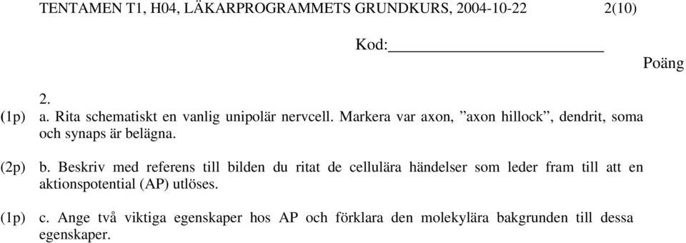 Markera var axon, axon hillock, dendrit, soma och synaps är be