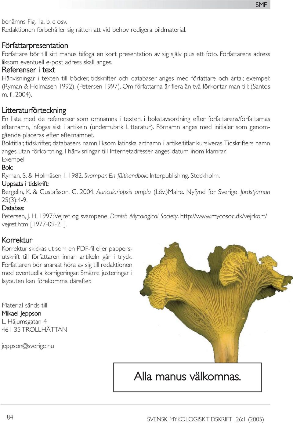Referenser i text Hänvisningar i texten till böcker, tidskrifter och databaser anges med författare och årtal; exempel: (Ryman & Holmåsen 1992), (Petersen 1997).