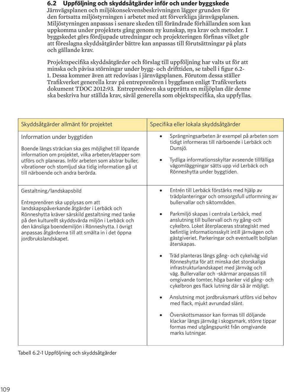 I byggskedet görs fördjupade utredningar och projekteringen förfinas vilket gör att föreslagna skyddsåtgärder bättre kan anpassas till förutsättningar på plats och gällande krav.