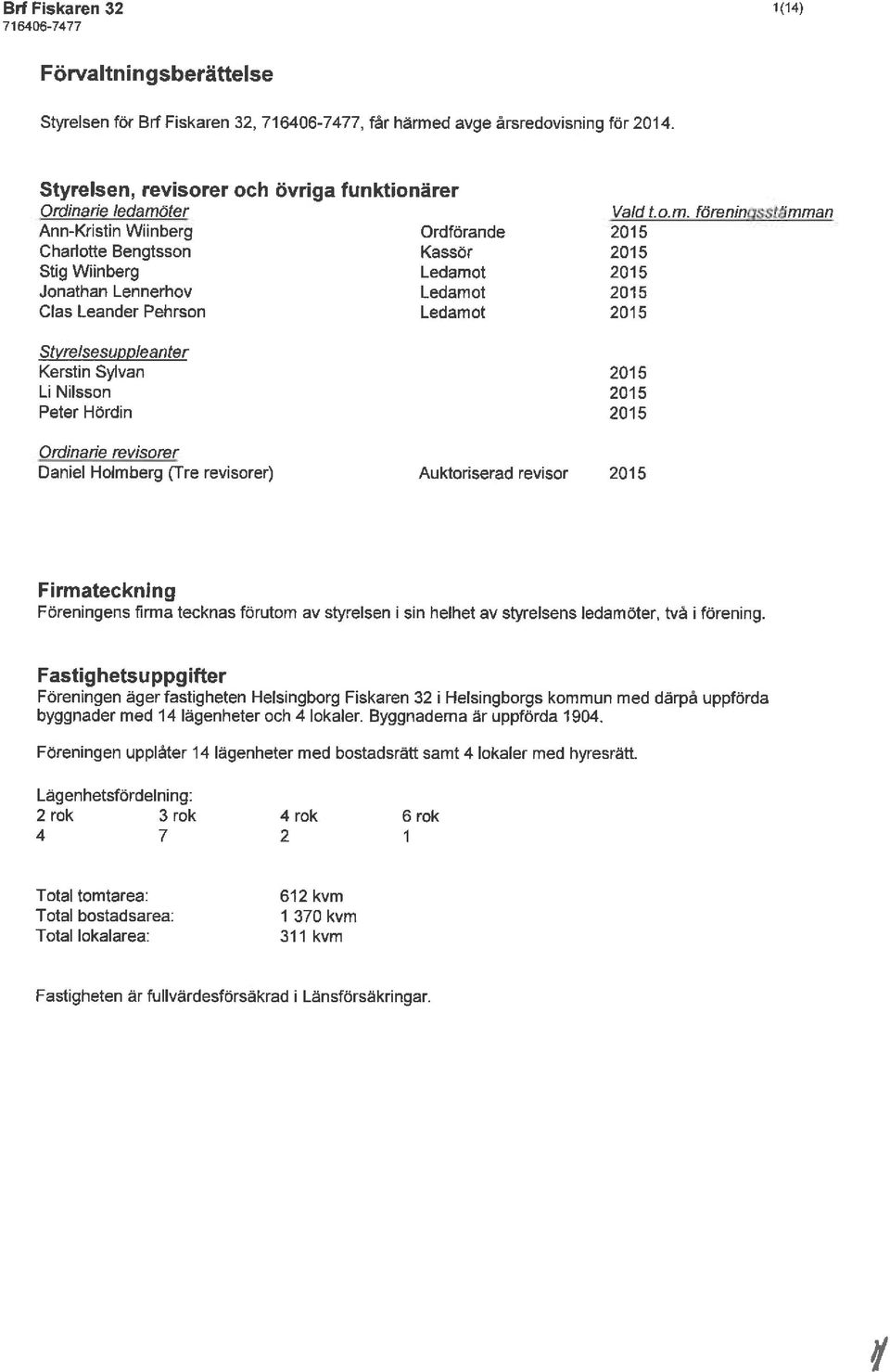 Nilsson Peter Hördin Ordförande Kassor Ledamot Ledamot Ledamot Valdt.o. m.