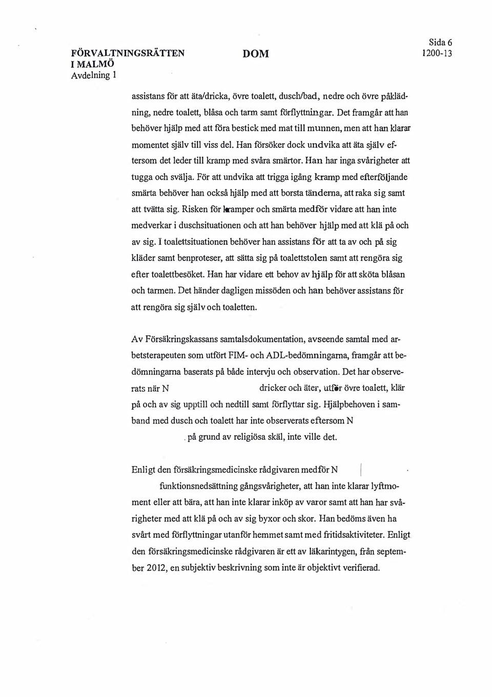 Han försöker dock undvika att äta själv eftersom det leder till kramp med svåra smärtor. Han har inga svårigheter att tugga och svälja.