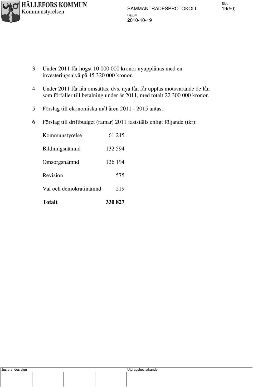 nya lån får upptas motsvarande de lån som förfaller till betalning under år 2011, med totalt 22 300 000 kronor.