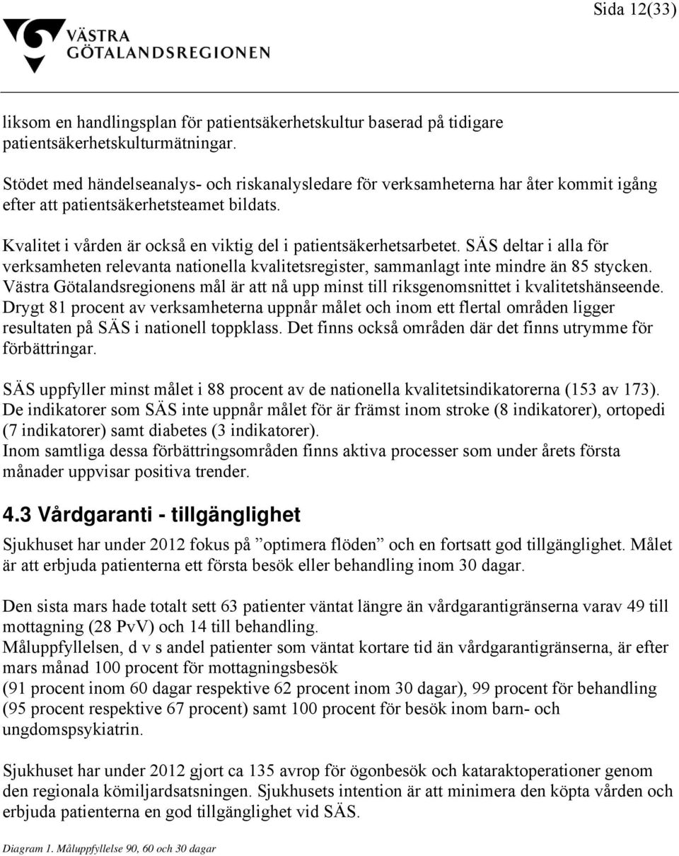 SÄS deltar i alla för verksamheten relevanta nationella kvalitetsregister, sammanlagt inte mindre än 85 stycken.