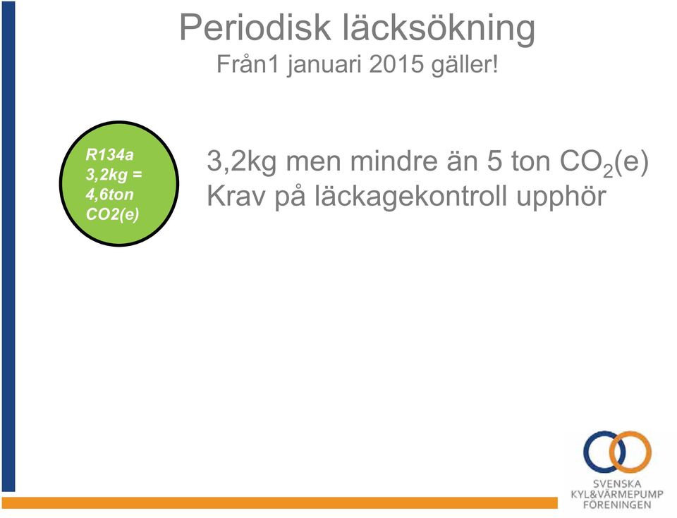 R134a 3,2kg = 4,6ton CO2(e) 3,2kg