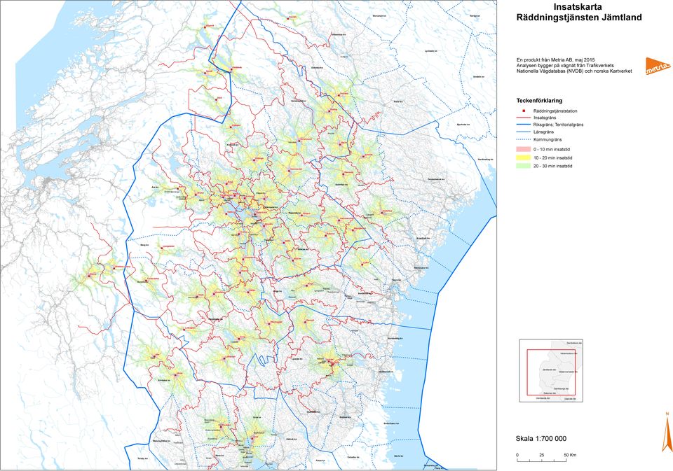 Territorialgräns Bjurholm kn Hotagen Länsgräns Rossön Näsviken Krokom kn Strömsund Kommungräns Backe Junsele Föllinge 20-30 min insatstid Ramsele Örnsköldsvik kn Änge Sollefteå kn Åre Duved Björnänge