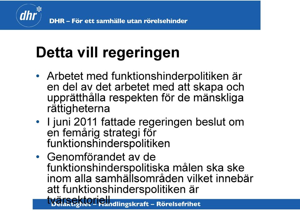 en femårig strategi för funktionshinderspolitiken Genomförandet av de funktionshinderspolitiska