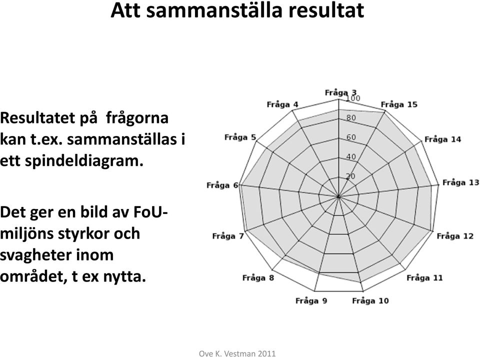 sammanställas i ett spindeldiagram.