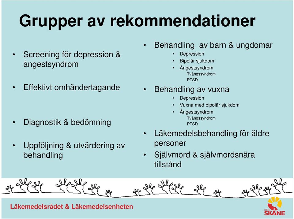 Bipolär sjukdom Ångestsyndrom Tvångssyndrom PTSD Behandling av vuxna Depression Vuxna med bipolär