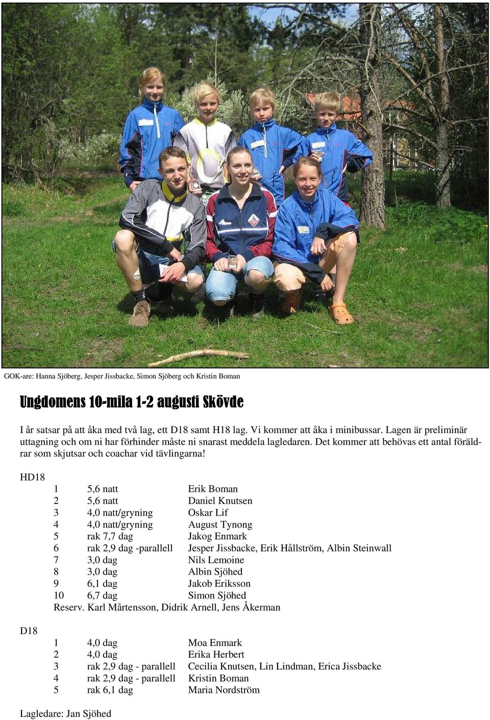 Det kommer att behövas ett antal föräldrar som skjutsar och coachar vid tävlingarna!