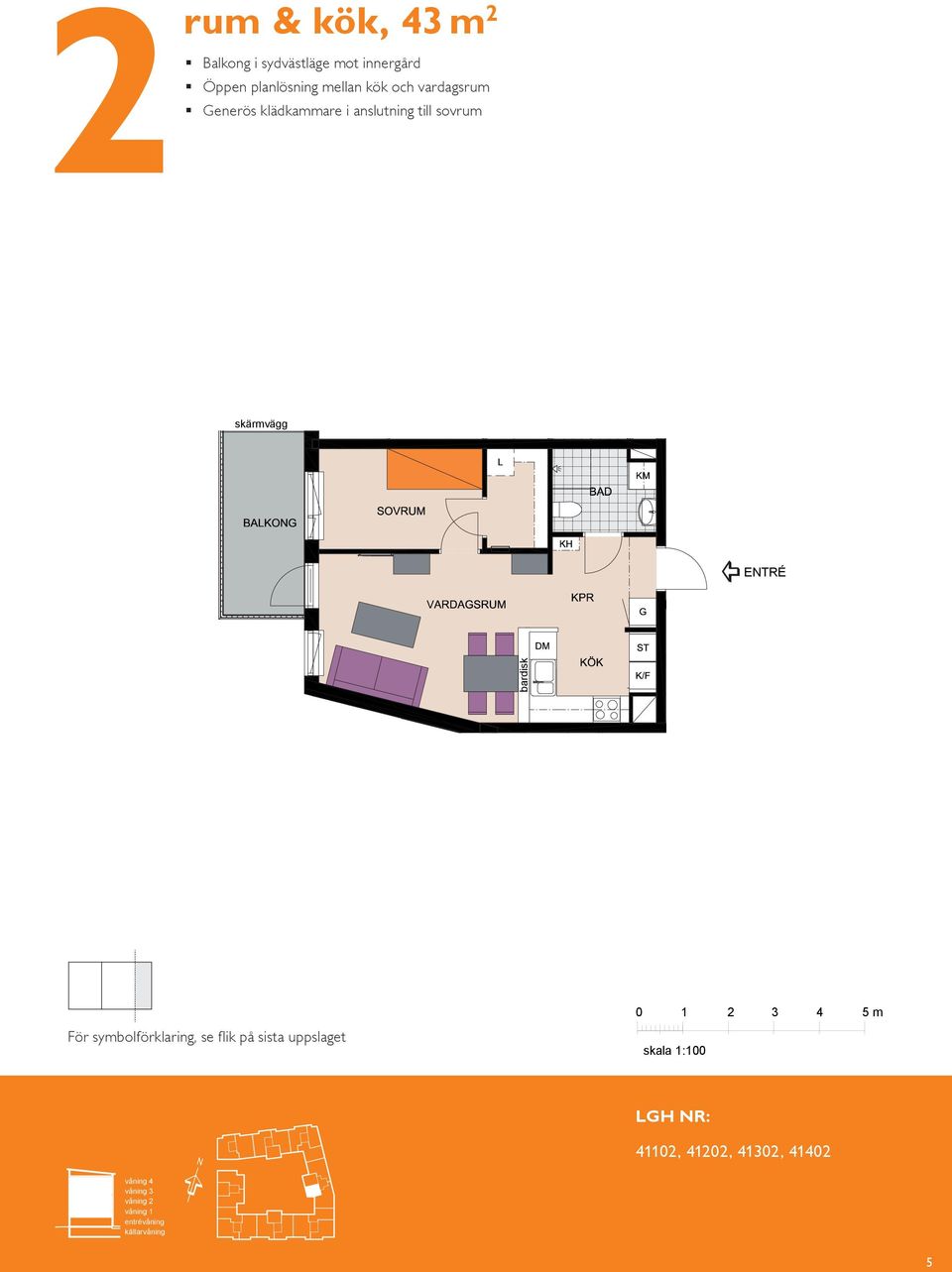 gård 8 BH,5 BH,7 m K/F ST G SOVRUM L SG bardisk KÖK HALL BAD EL/IT bardisk KM För symbolförklaring, se flik på sista uppslaget