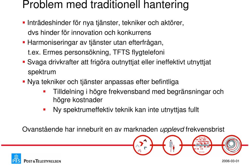 Ermes personsökning, TFTS flygtelefoni Svaga drivkrafter att frigöra outnyttjat eller ineffektivt utnyttjat spektrum Nya tekniker och