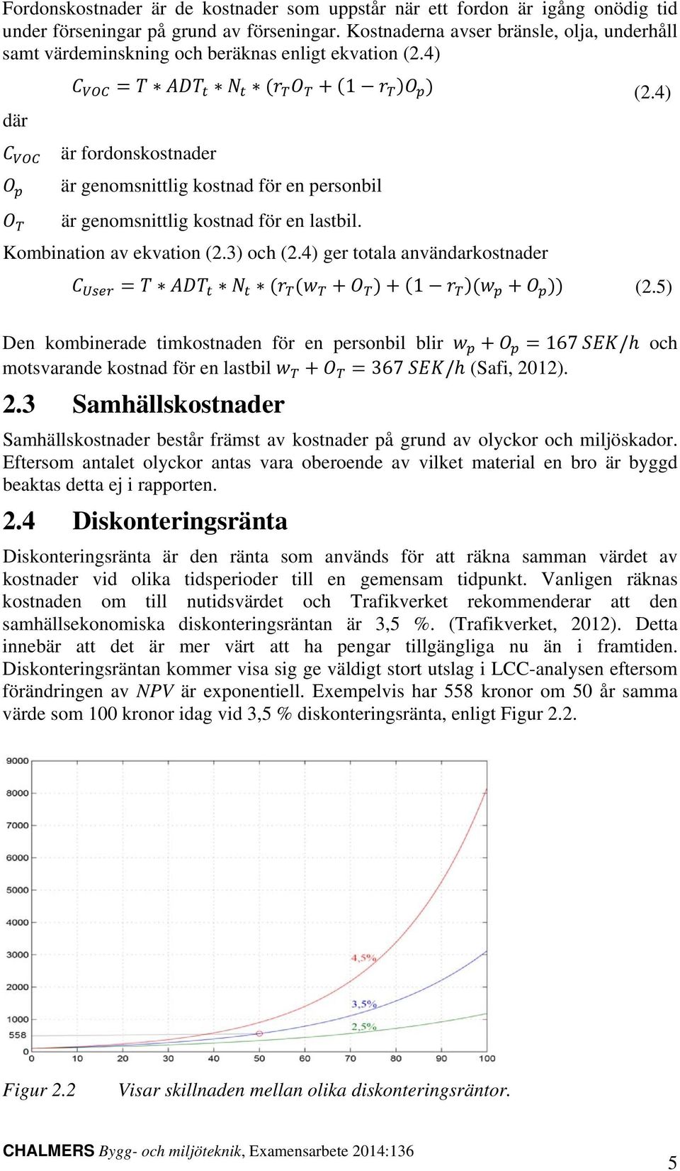 4) där är fordonskostnader är genomsnittlig kostnad för en personbil är genomsnittlig kostnad för en lastbil. Kombination av ekvation (2.3) och (2.4) ger totala användarkostnader 1 (2.