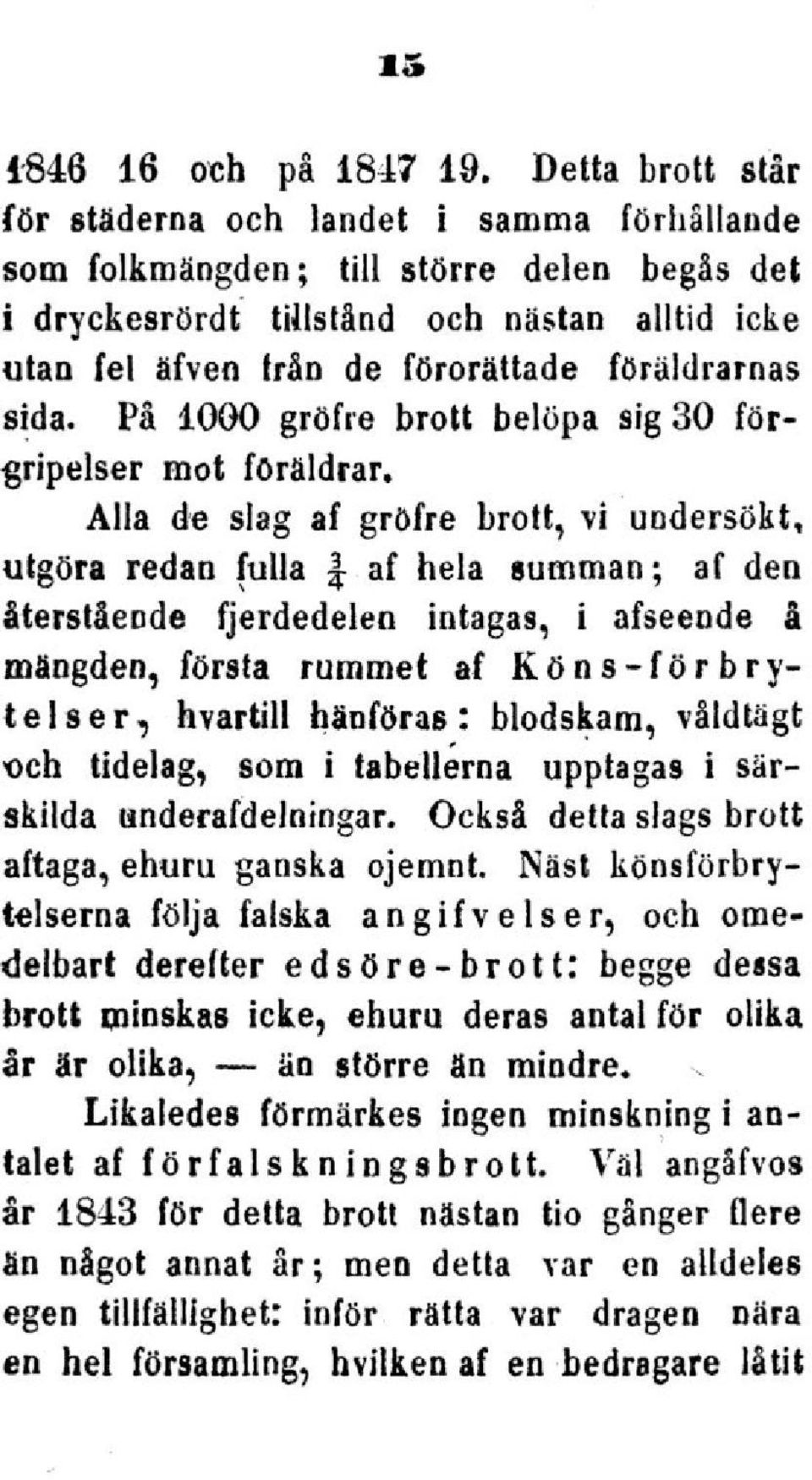 föräldrarnas sida. På 1000 gröfre brott belöpa sig 30 förgripelser mot föräldrar.