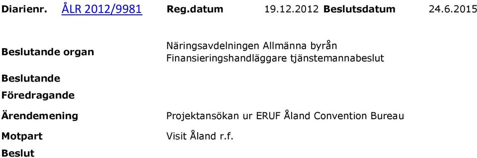 Finansieringshandläggare Projektansökan ur