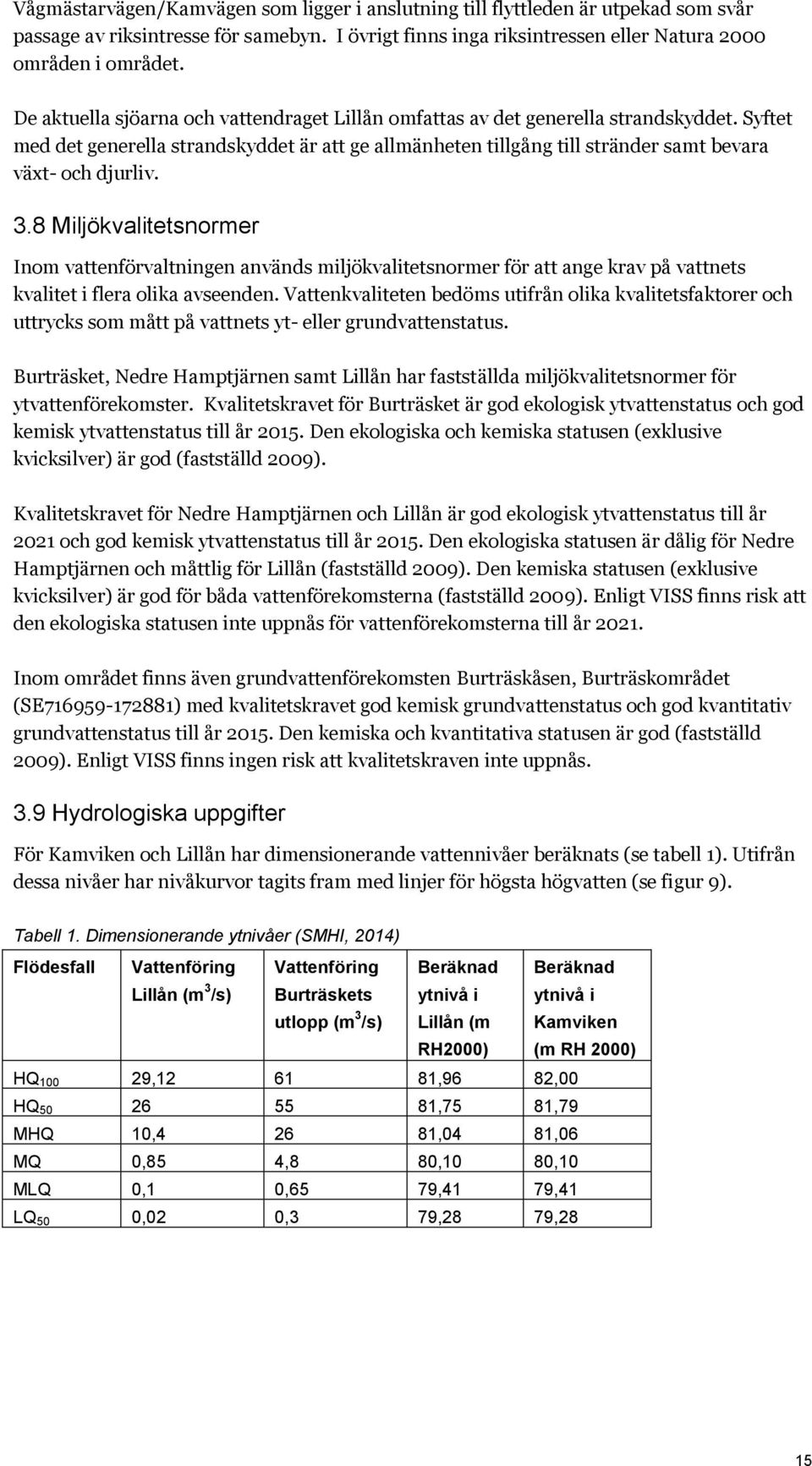 3.8 Miljökvalitetsnormer Inom vattenförvaltningen används miljökvalitetsnormer för att ange krav på vattnets kvalitet i flera olika avseenden.