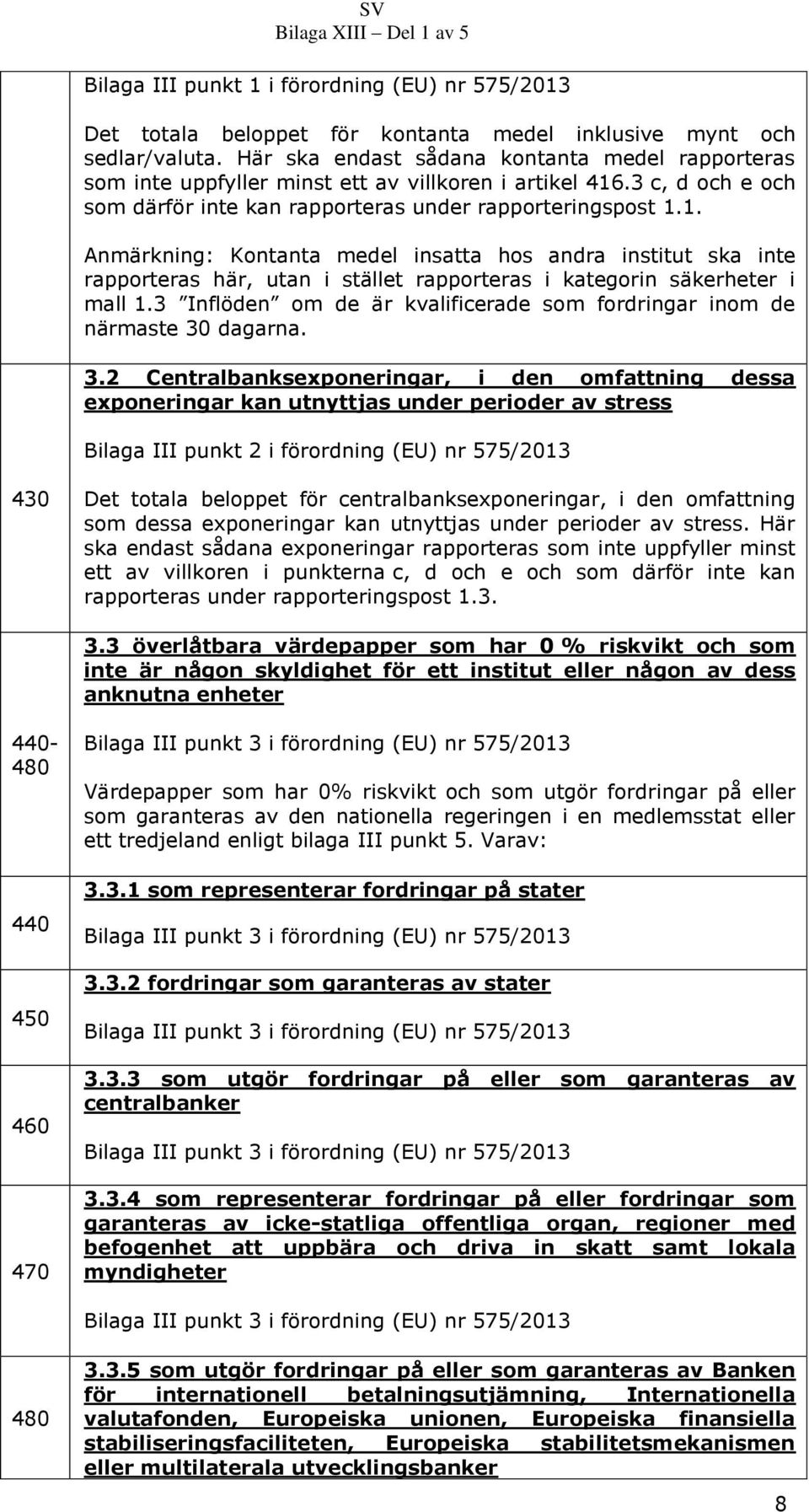 .3 c, d och e och som därför inte kan rapporteras under rapporteringspost 1.