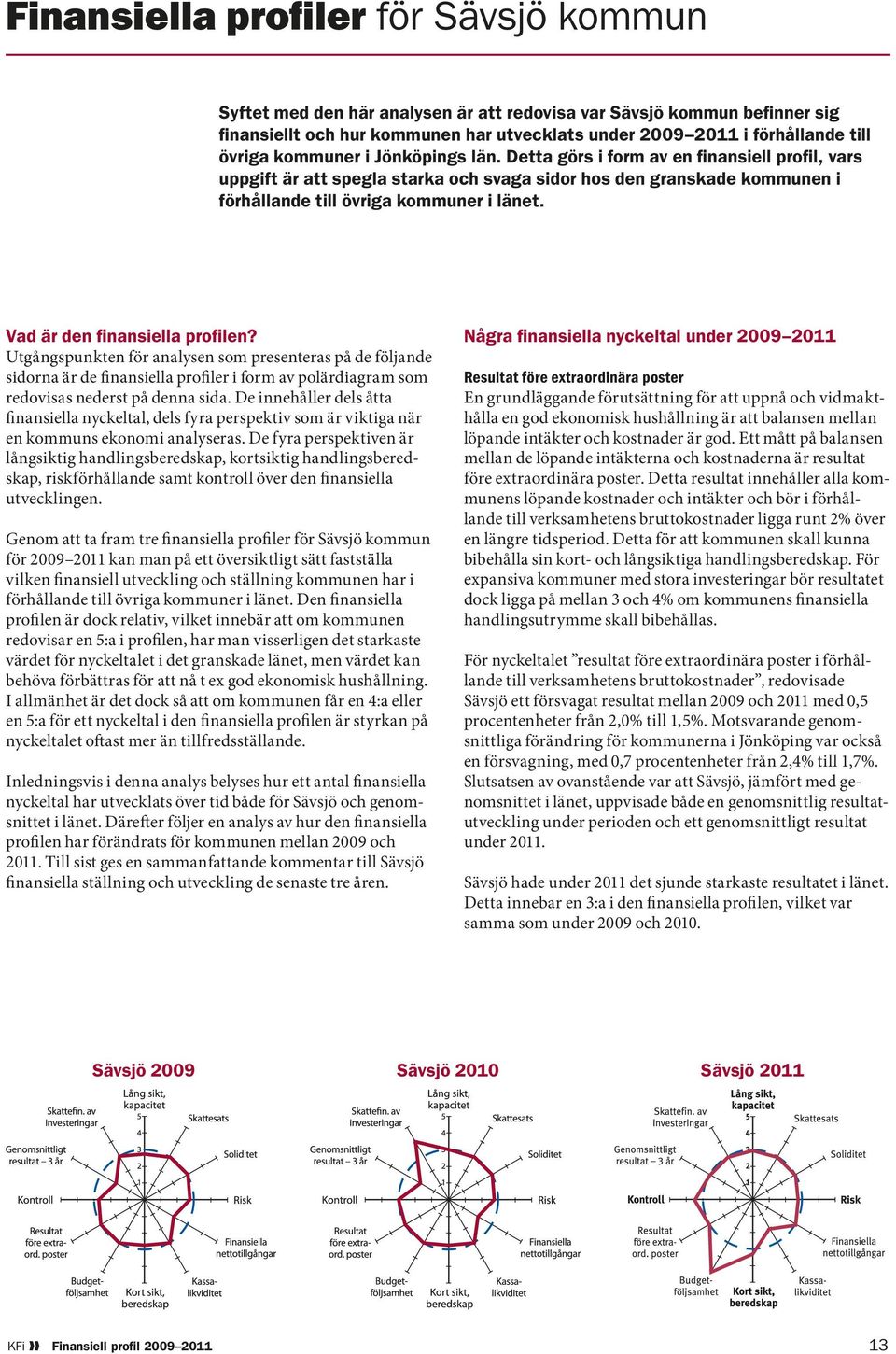 Vad är den finansiella profilen? Utgångspunkten för analysen som presenteras på de följande sidorna är de finansiella profiler i form av polärdiagram som redovisas nederst på denna sida.