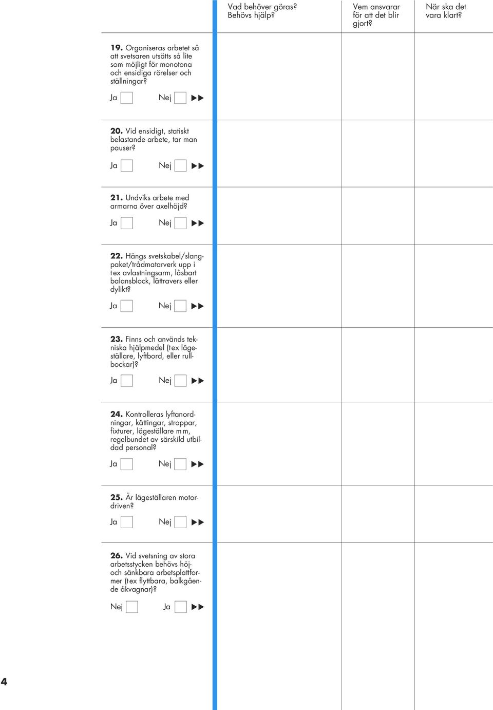 Hängs svetskabel/slangpaket/trådmatarverk upp i tex avlastningsarm, låsbart balansblock, lättravers eller dylikt? 23.