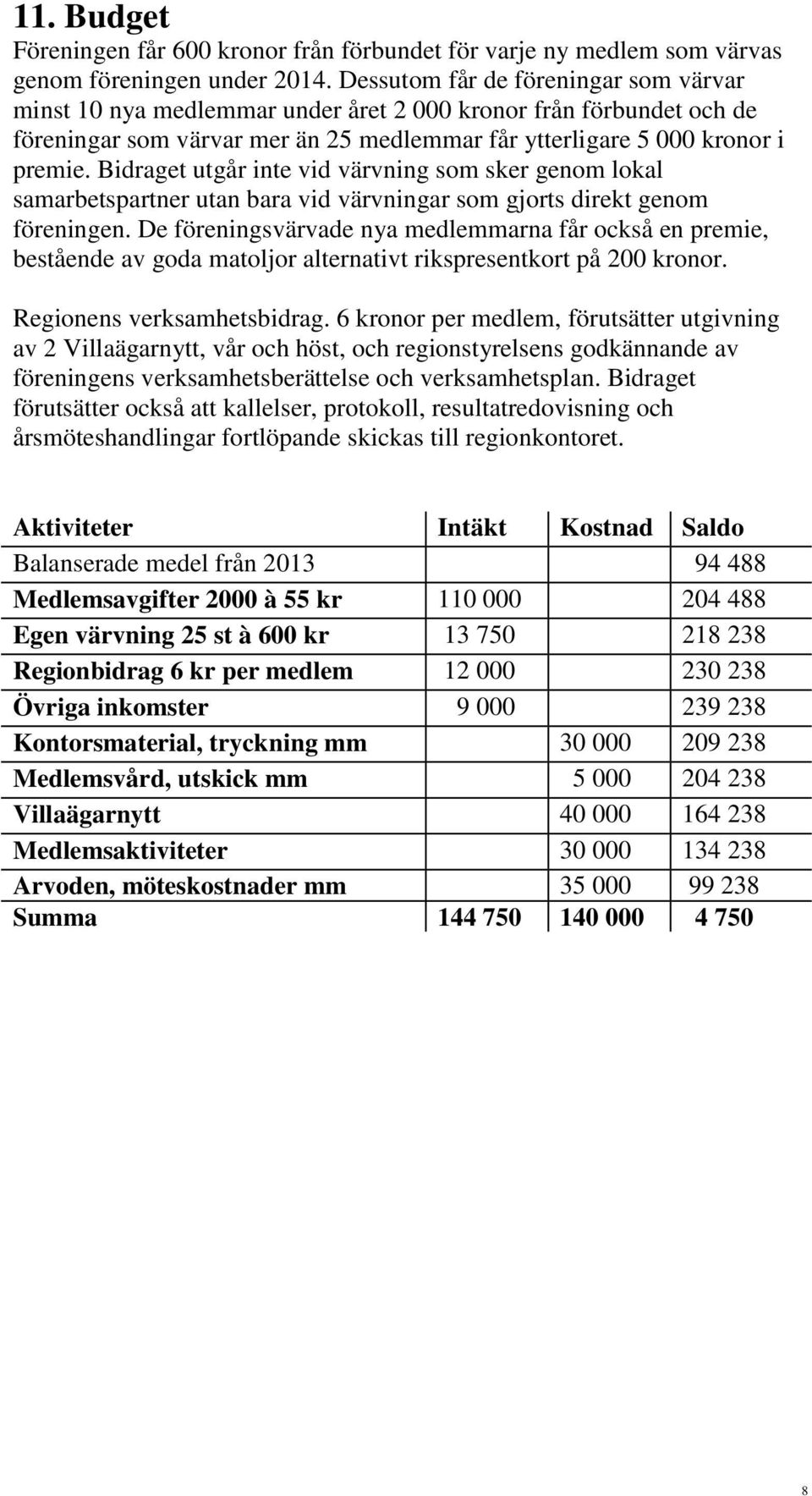 Bidraget utgår inte vid värvning som sker genom lokal samarbetspartner utan bara vid värvningar som gjorts direkt genom föreningen.