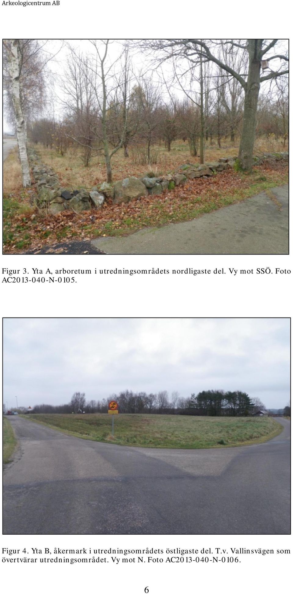 Yta B, åkermark i utredningsområdets östligaste del. T.v.