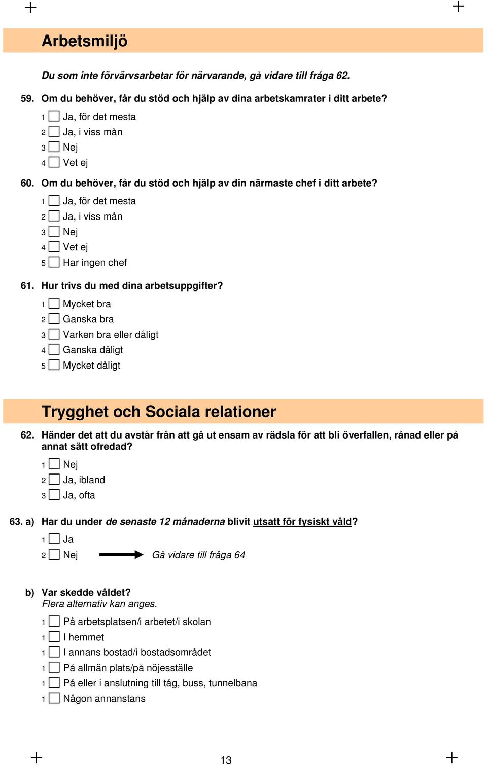 1 Ja, för det mesta 2 Ja, i viss mån 3 Nej 4 Vet ej 5 Har ingen chef 61. Hur trivs du med dina arbetsuppgifter?