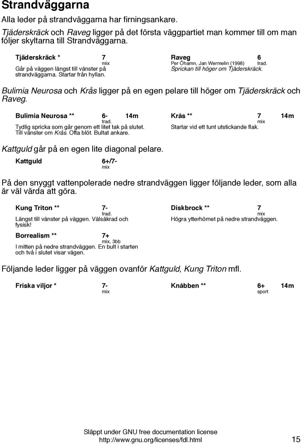 Bulimia Neurosa och Krås ligger på en egen pelare till höger om Tjäderskräck och Raveg. Bulimia Neurosa ** 6-14m Tydlig spricka som går genom ett litet tak på slutet. Till vänster om Krås. Ofta blöt.