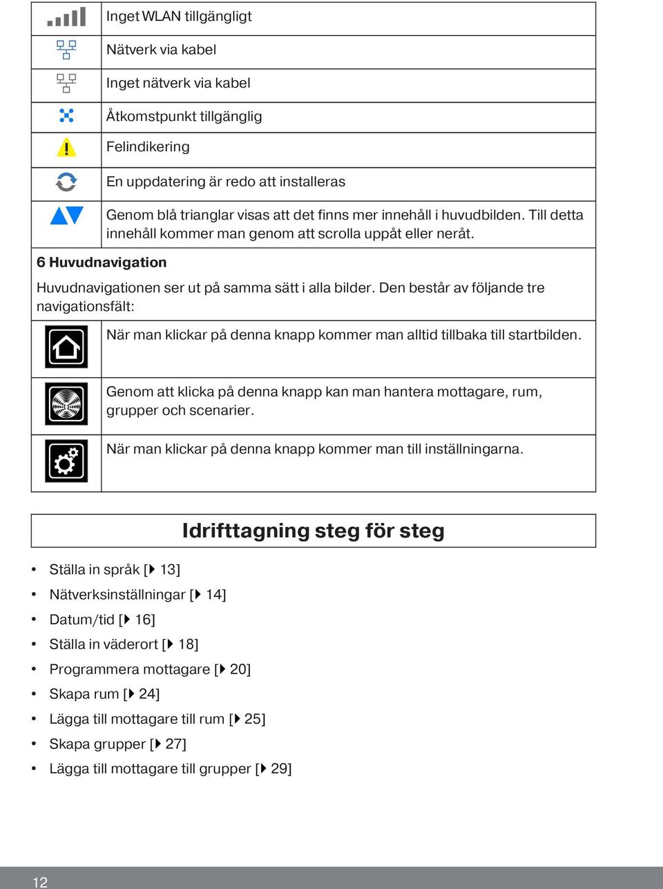 Den består av följande tre navigationsfält: När man klickar på denna knapp kommer man alltid tillbaka till startbilden.