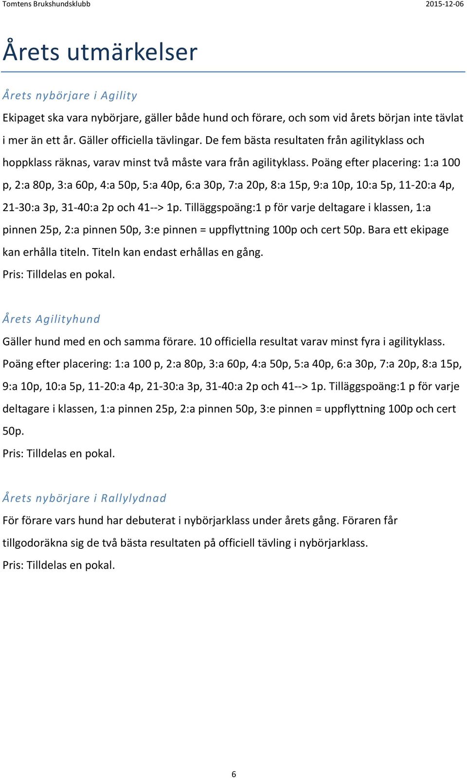 Poäng efter placering: 1:a 100 p, 2:a 80p, 3:a 60p, 4:a 50p, 5:a 40p, 6:a 30p, 7:a 20p, 8:a 15p, 9:a 10p, 10:a 5p, 11-20:a 4p, 21-30:a 3p, 31-40:a 2p och 41--> 1p.