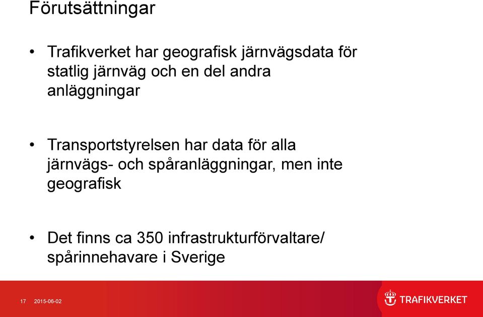 för alla järnvägs- och spåranläggningar, men inte geografisk Det