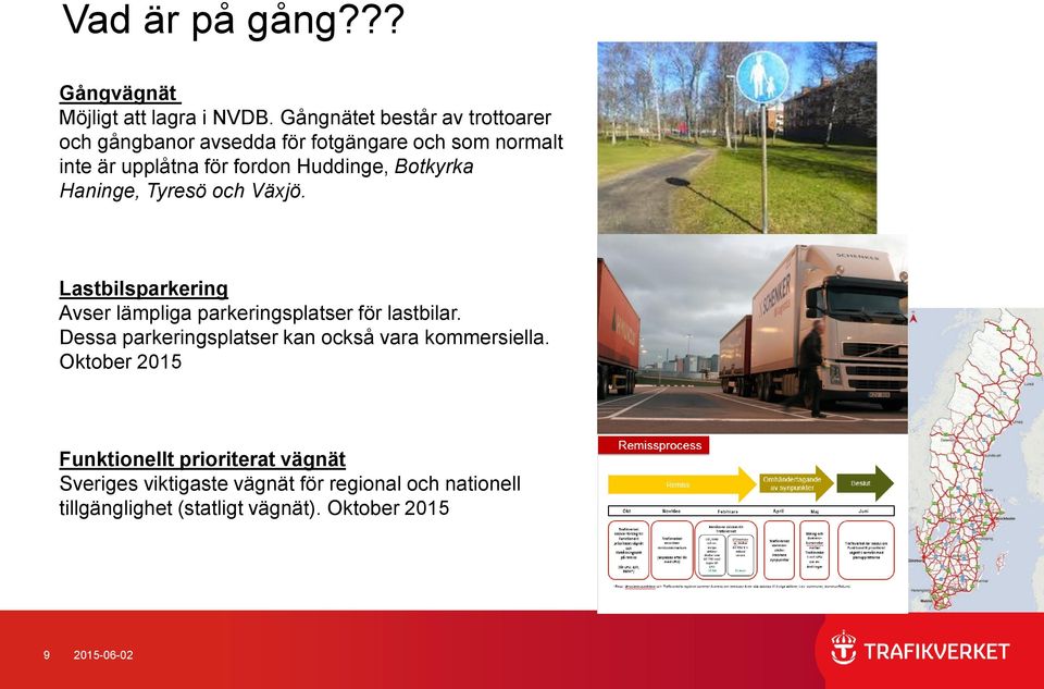 Botkyrka Haninge, Tyresö och Växjö. Lastbilsparkering Avser lämpliga parkeringsplatser för lastbilar.