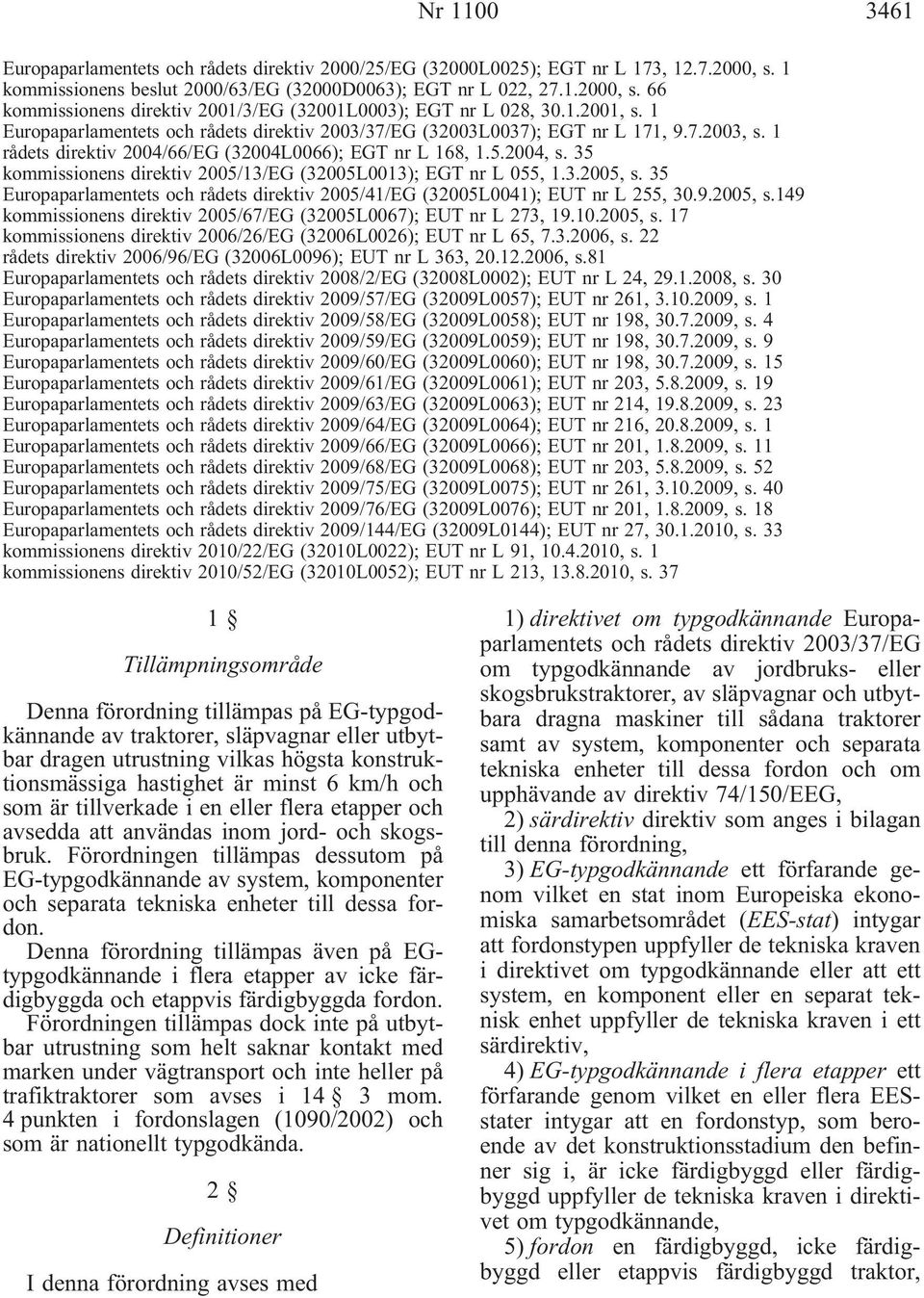 35 kommissionens direktiv 2005/13/EG (32005L0013); EGT nr L 055, 1.3.2005, s. 35 Europaparlamentets och rådets direktiv 2005/41/EG (32005L0041); EUT nr L 255, 30.9.2005, s.149 kommissionens direktiv 2005/67/EG (32005L0067); EUT nr L 273, 19.