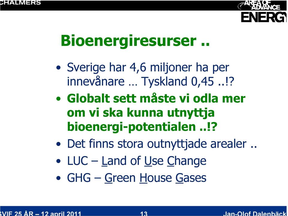 .!? Globalt sett måste vi odla mer om vi ska kunna utnyttja